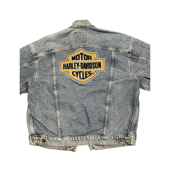 Vtg 80s Levi’s Denim Tucker Jacket Harley-Davidson Patch Made in USA Sz XL - Picture 3 of 14